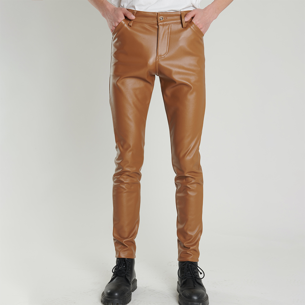 Motorcycle Gear Mens - Men's Leather Pants Skinny Fit Elastic