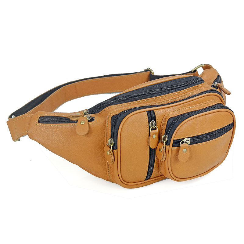 Men Genuine Leather Waist Pack - Motorcycle Gear Bag 评论和价格