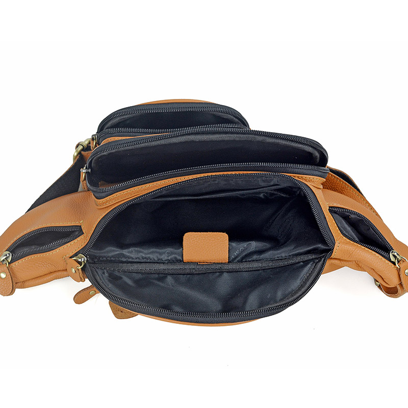 Men Genuine Leather Waist Pack - Motorcycle Gear Bag 评论和价格