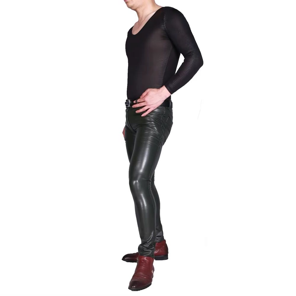 Mens Punk PU Faux Leather Trou - Motorcycle Gear Mens 评论和价格