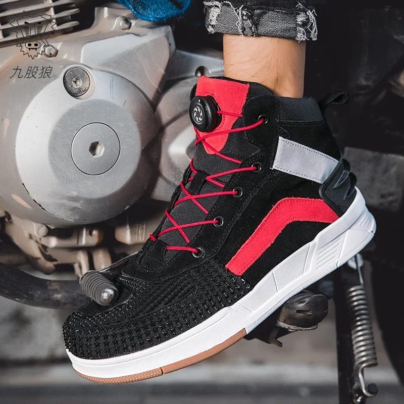 Men Motorcycle boots Breathabl - Motorcycle Gear Mens 评论和价格