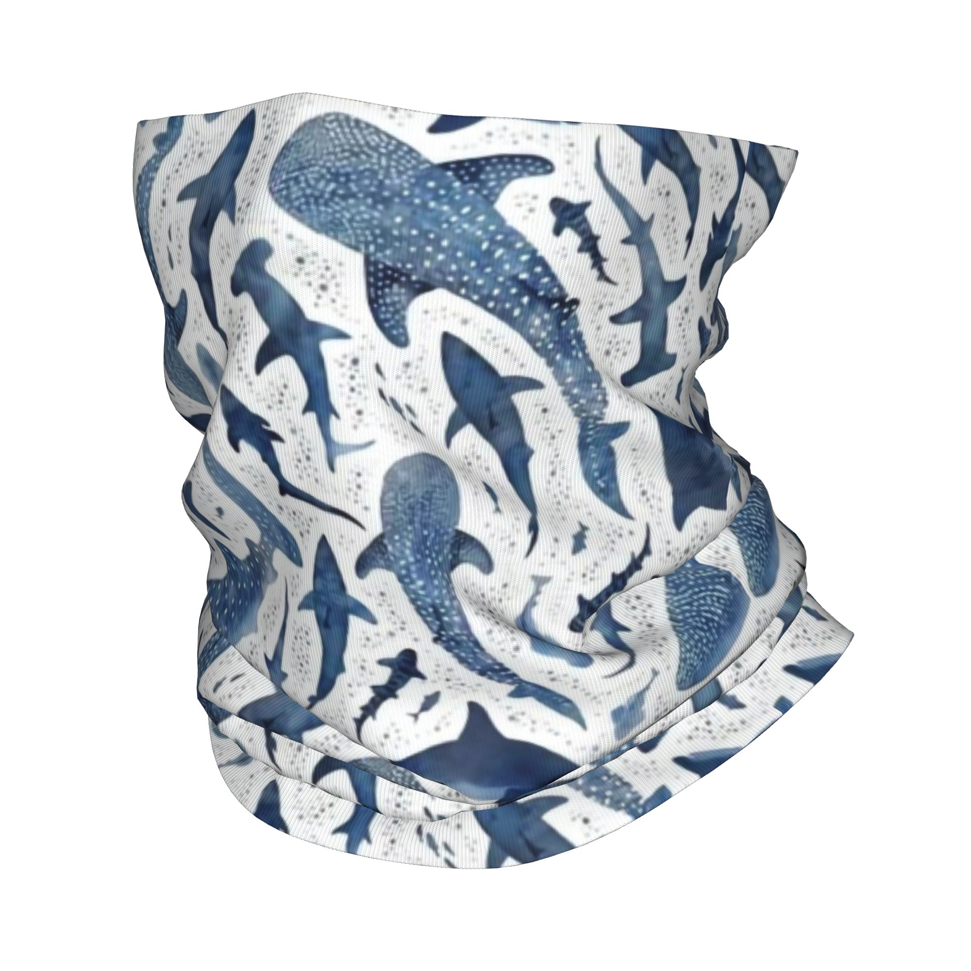 Custom Blue Watercolour Shark  - Neck Warmer Balaclava 评论和价格
